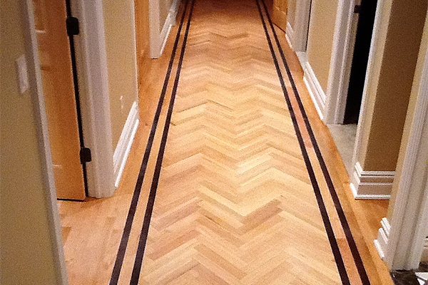 Herringbone Hardwood Floor Inlay